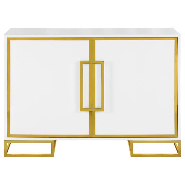 Elsa - 2 Door Wood Storage Accent Cabinet - White And Gold – Accent Cabinets by CoasterEssence at Furniture Wholesale Plus , Nashville furniture store