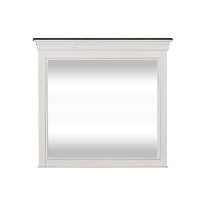 Allyson Park - Crown Mirror - Wirebrushed White / Charcoal – Mirrors by Liberty Furniture at Furniture Wholesale Plus , Nashville furniture store