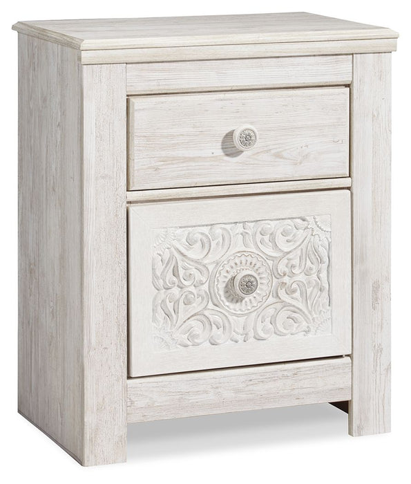 Paxberry - Two Drawer Night Stand - Whitewash – Nightstands by Signature Design by Ashley® at Furniture Wholesale Plus , Nashville furniture store