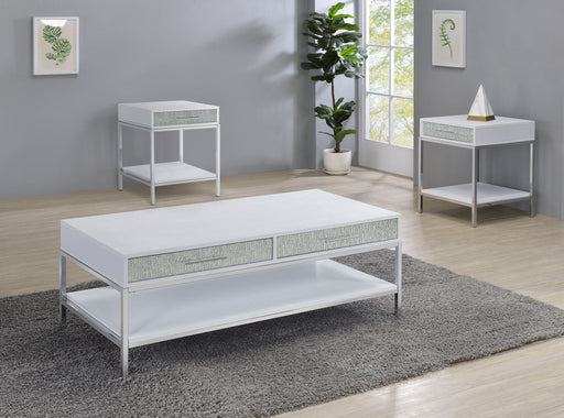 Mirage - 3 Piece Table Set (Cocktail & 2 End Tables) - White – Table Sets by Steve Silver Furniture at Furniture Wholesale Plus , Nashville furniture store