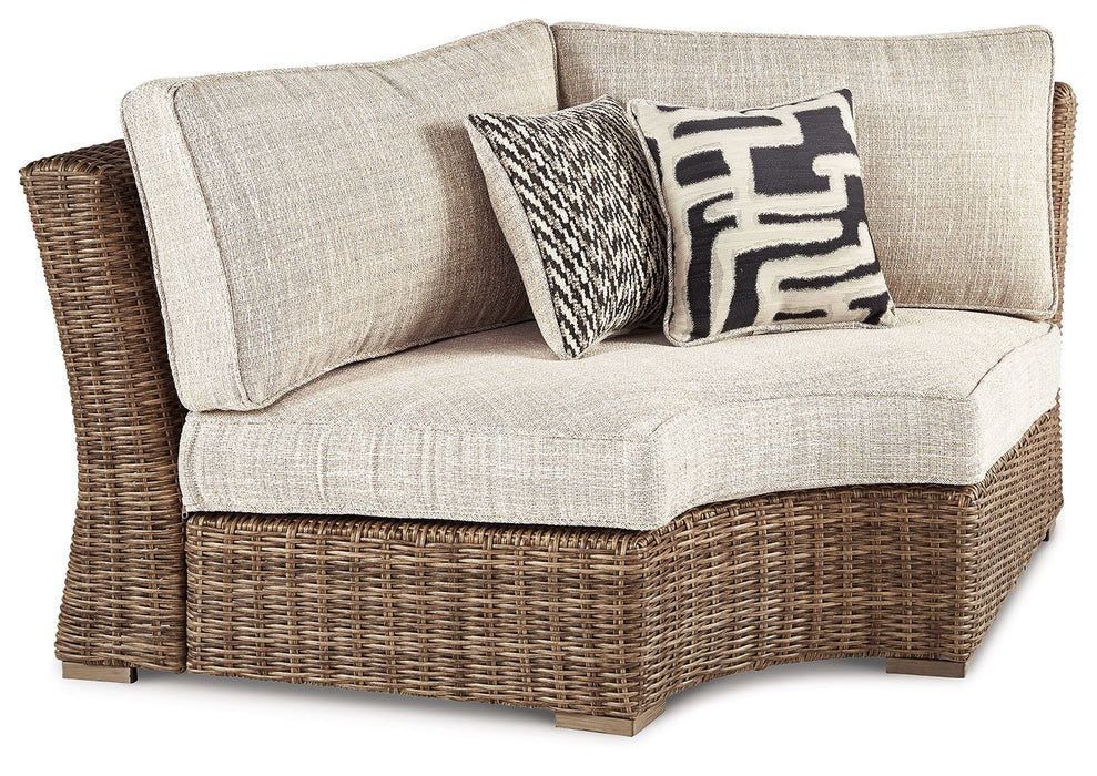 Beachcroft - Curved Corner Chair w/Cushion - Beige – Armless Chairs by Signature Design by Ashley® at Furniture Wholesale Plus , Nashville furniture store
