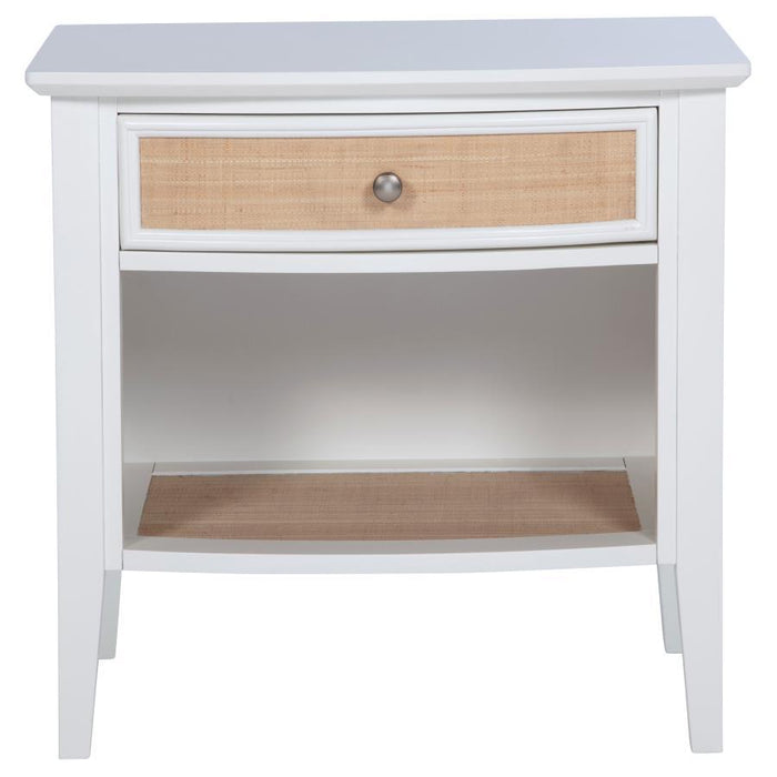 Bexhill - 1-Drawer Nightstand Bedside Table - White – Accent Nightstands by Coaster Fine Furniture at Furniture Wholesale Plus , Nashville furniture store