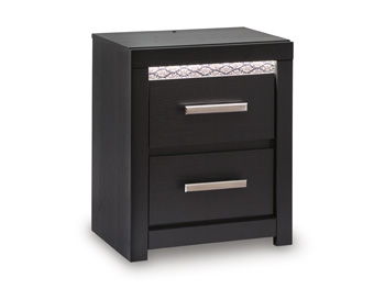 Shoralli - Two Drawer Night Stand - Black – Nightstands w/ Charging Stations by Signature Design by Ashley® at Furniture Wholesale Plus , Nashville furniture store