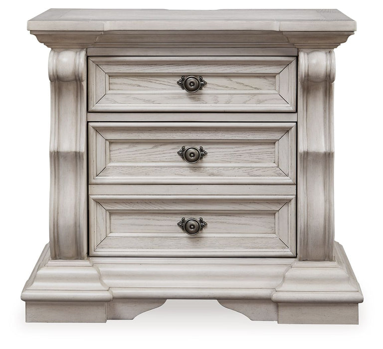 Bruchandi - Three Drawer Night Stand - Antique White – Nightstands w/ Charging Stations by Signature Design by Ashley® at Furniture Wholesale Plus , Nashville furniture store