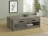 Felix - 2-Drawer Engineered Wood Coffee Table - Gray Driftwood – Coffee Tables by Coaster Fine Furniture at Furniture Wholesale Plus , Nashville furniture store