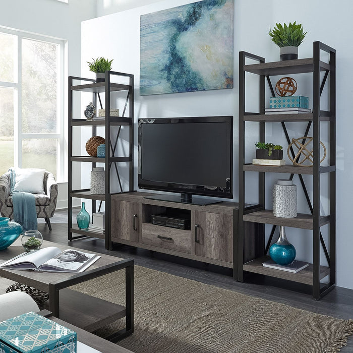 Tanners Creek - Entertainment Center With Piers (1 Center Drawer) - Graystone – Entertainment Centers by Liberty Furniture at Furniture Wholesale Plus , Nashville furniture store