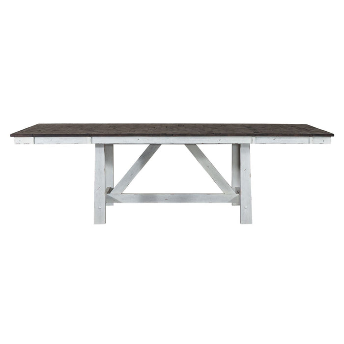 Farmhouse - Trestle Table - Two Tone White / Wood Tone – Dining Tables by Liberty Furniture at Furniture Wholesale Plus , Nashville furniture store