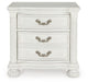 Montelaine - Three Drawer Night Stand - Antique White – Accent Nightstands by Benchcraft® at Furniture Wholesale Plus , Nashville furniture store