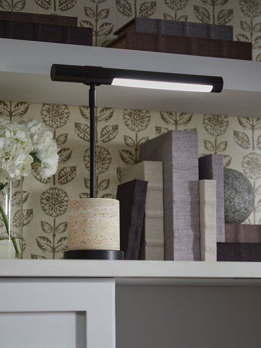 Vinmour - Metal Desk Lamp - Brown / Beige – Table Lamps by Signature Design by Ashley® at Furniture Wholesale Plus , Nashville furniture store