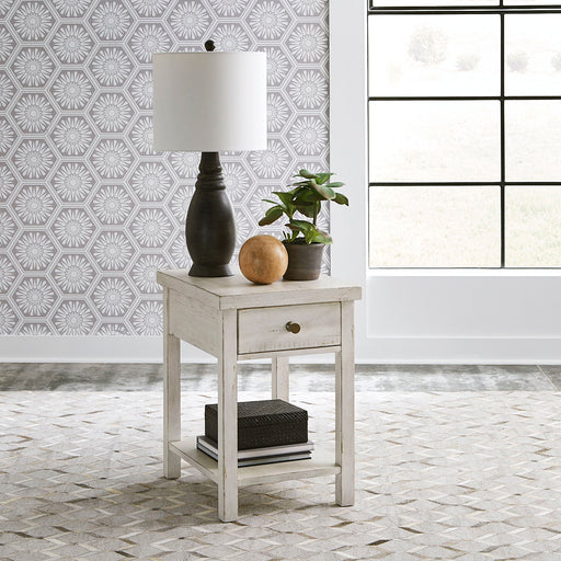 Modern Farmhouse - Drawer Chair Side Table – Chair Side Tables by Liberty Furniture at Furniture Wholesale Plus , Nashville furniture store