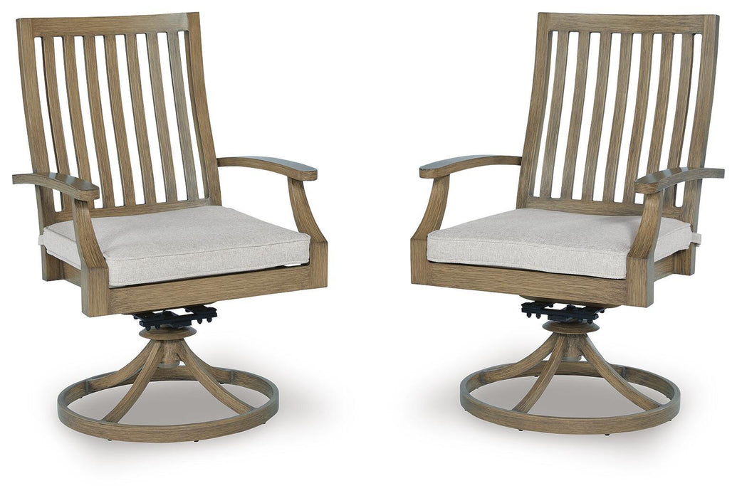 Rainier Ranch - Swivel Chair With Cushion (Set of 2) - Brown / Beige – Chair Sets by Signature Design by Ashley® at Furniture Wholesale Plus , Nashville furniture store