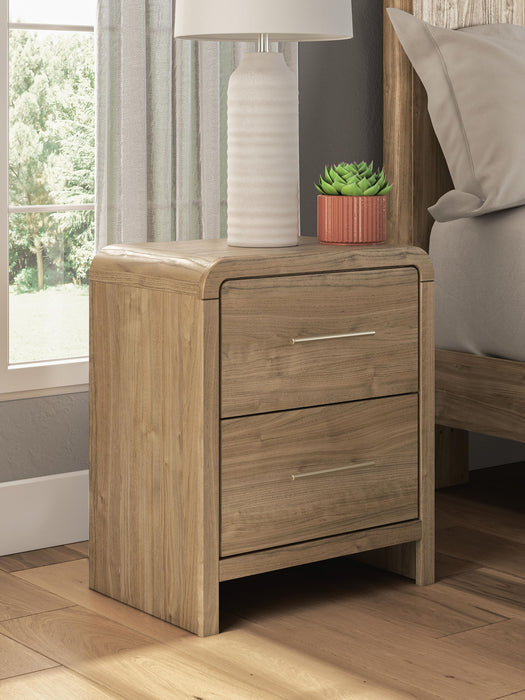 Gramburg - Two Drawer Night Stand - Warm Natural Brown – Nightstands w/ Charging Stations by Signature Design by Ashley® at Furniture Wholesale Plus , Nashville furniture store