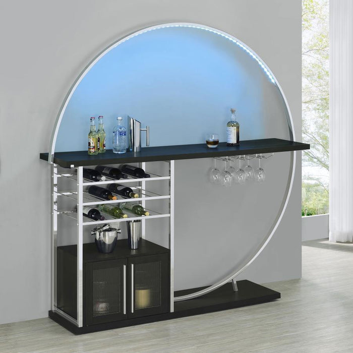 Risley - 2-Door Circular LED Home Bar With Wine Storage - Premium Home Bars from Coaster Fine Furniture - Just $589! Shop now at Furniture Wholesale Plus  We are the best furniture store in Nashville, Hendersonville, Goodlettsville, Madison, Antioch, Mount Juliet, Lebanon, Gallatin, Springfield, Murfreesboro, Franklin, Brentwood