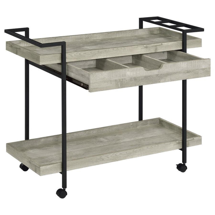 Ventura - 1-Drawer Engineered Wood Bar Cart - Gray Driftwood - Premium Bar Carts from Coaster Fine Furniture - Just $279! Shop now at Furniture Wholesale Plus  We are the best furniture store in Nashville, Hendersonville, Goodlettsville, Madison, Antioch, Mount Juliet, Lebanon, Gallatin, Springfield, Murfreesboro, Franklin, Brentwood