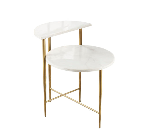 Patna - White Marble Top Side End Table - White – End Tables by Steve Silver Furniture at Furniture Wholesale Plus , Nashville furniture store