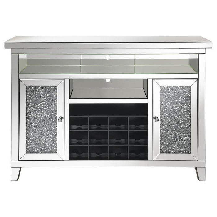 Melinda - 2-Door LED Mirrored Wine Storage Bar Cabinet - Silver – Wine Cabinets by CoasterElevations at Furniture Wholesale Plus , Nashville furniture store