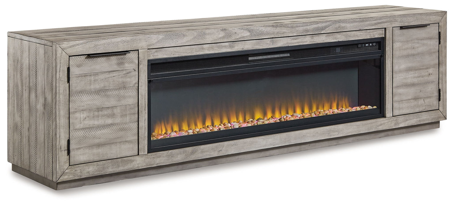 Naydell - 92" TV Stand with Wide Fireplace Insert - Gray – Fireplace TV Stands by Signature Design by Ashley® at Furniture Wholesale Plus , Nashville furniture store