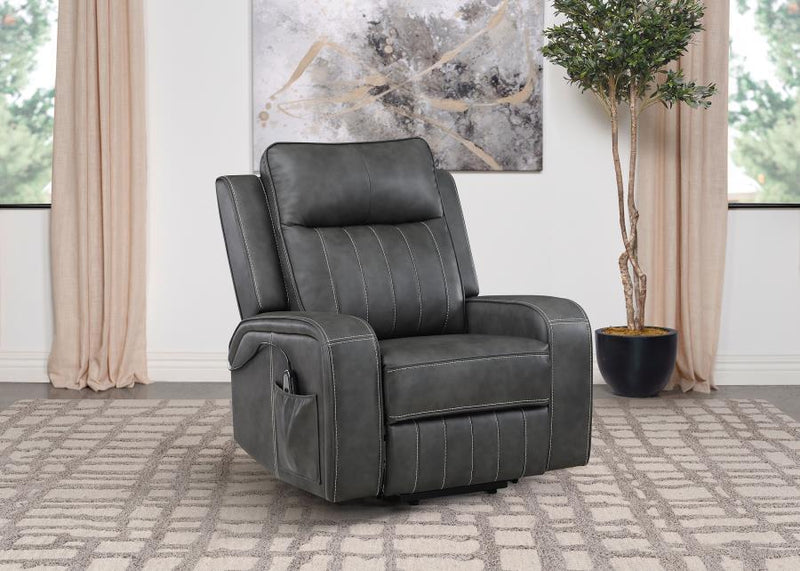 Raelynn - Upholstered Track Arm Recliner – Reclining Chairs by Coaster Fine Furniture at Furniture Wholesale Plus , Nashville furniture store
