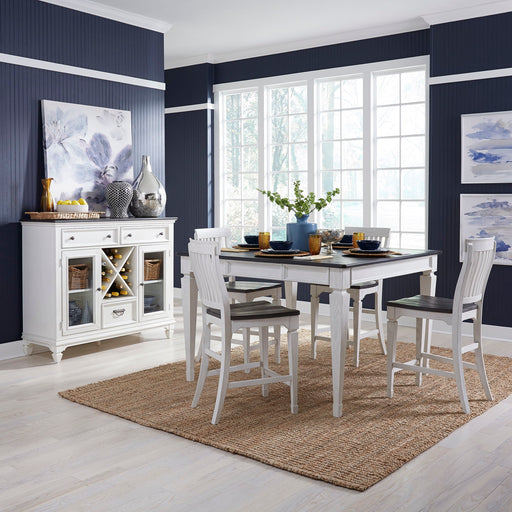 Allyson Park - 5 Piece Gathering Table Set - Wirebrushed White / Charcoal – 5 Piece Dining Room Sets by Liberty Furniture at Furniture Wholesale Plus , Nashville furniture store