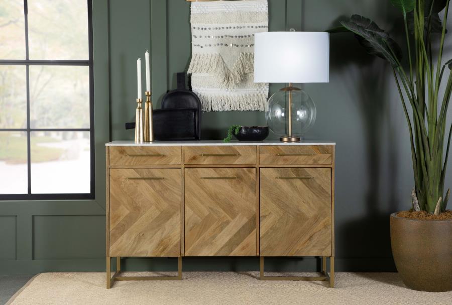 Keaton - Marble Top Herringbone Accent Cabinet – Accent Cabinets by CoasterElevations at Furniture Wholesale Plus , Nashville furniture store