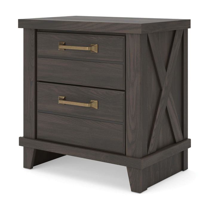 Vonitta Bay - Two Drawer Night Stand - Dark Brown – Nightstands w/ Charging Stations by Signature Design by Ashley® at Furniture Wholesale Plus , Nashville furniture store