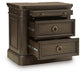 Wickenger - Two Drawer Night Stand - Dark Brown – Nightstands w/ Charging Stations by Signature Design by Ashley® at Furniture Wholesale Plus , Nashville furniture store