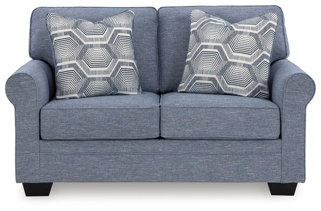 Carissa Manor - Loveseat - Denim – Stationary Loveseats by Benchcraft® at Furniture Wholesale Plus , Nashville furniture store