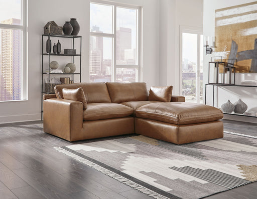 Emilia - 3 Pc. - 2-Piece Sectional Loveseat, Ottoman - Caramel – 3 Piece Living Room Sets by Signature Design by Ashley® at Furniture Wholesale Plus , Nashville furniture store