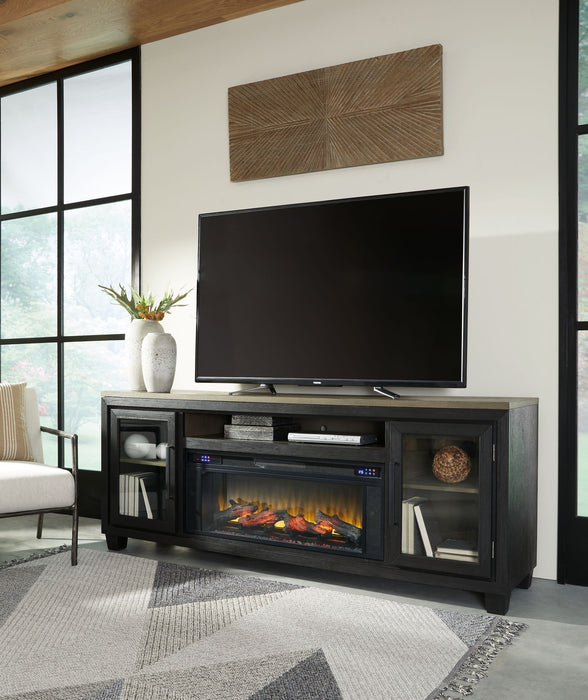 Foyland - 83" TV Stand With Electric Infrared Fireplace Insert - Black / Brown – Fireplace TV Stands by Signature Design by Ashley® at Furniture Wholesale Plus , Nashville furniture store