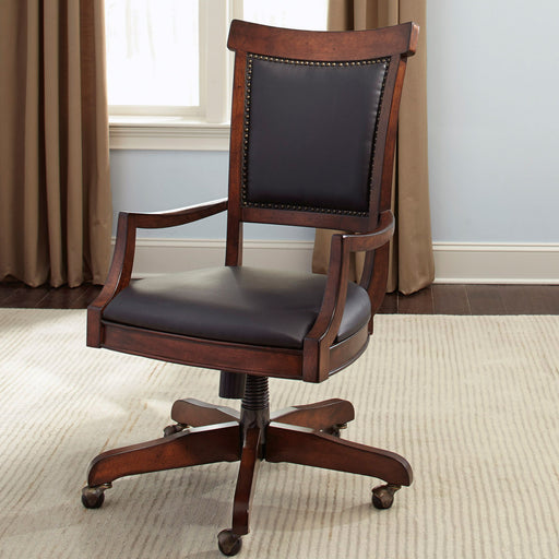 Brayton Manor - Jr Executive Desk Chair - Cognac – Swivel Chairs by Liberty Furniture at Furniture Wholesale Plus , Nashville furniture store