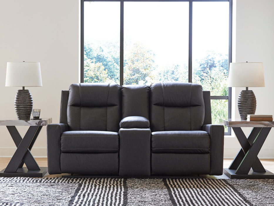 Mackmenville - Double Reclining Loveseat With Console – Reclining Loveseats by Benchcraft® at Furniture Wholesale Plus , Nashville furniture store