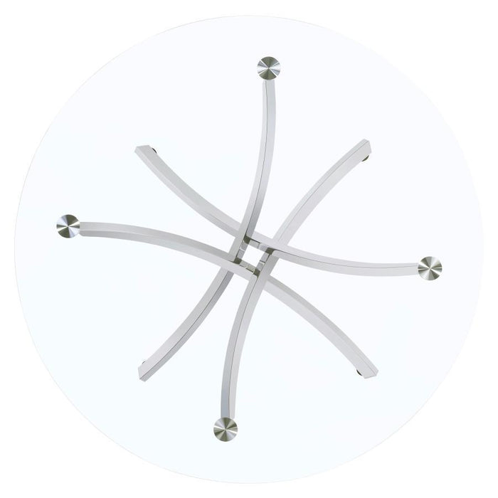 Beckham - Round Glass Top Dining Table – Dining Tables by CoasterEveryday at Furniture Wholesale Plus , Nashville furniture store