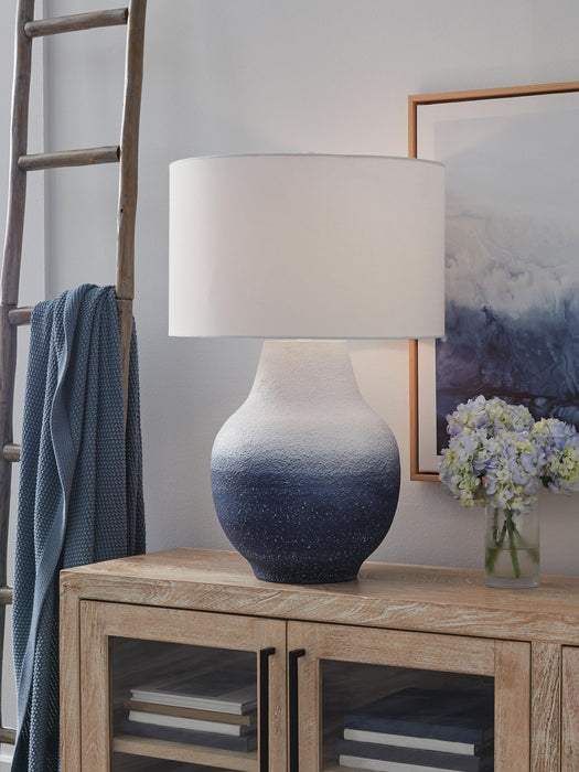 Dashland - Metal Table Lamp - White / Navy – Table Lamps by Signature Design by Ashley® at Furniture Wholesale Plus , Nashville furniture store