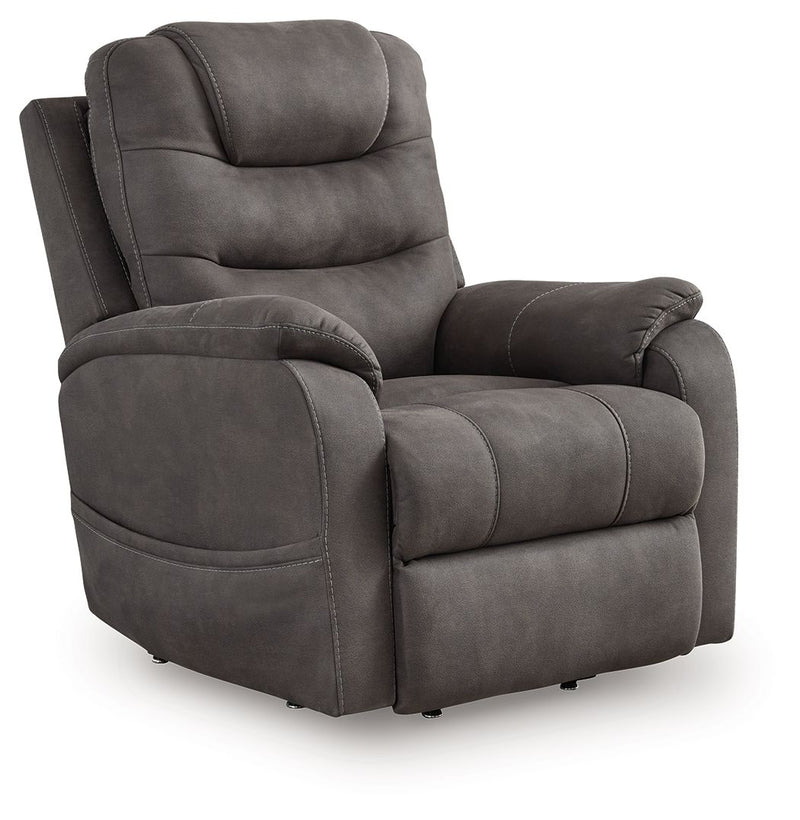 Snowfield - Power Lift Recliner - Gunmetal – Lift Chairs by Signature Design by Ashley® at Furniture Wholesale Plus , Nashville furniture store