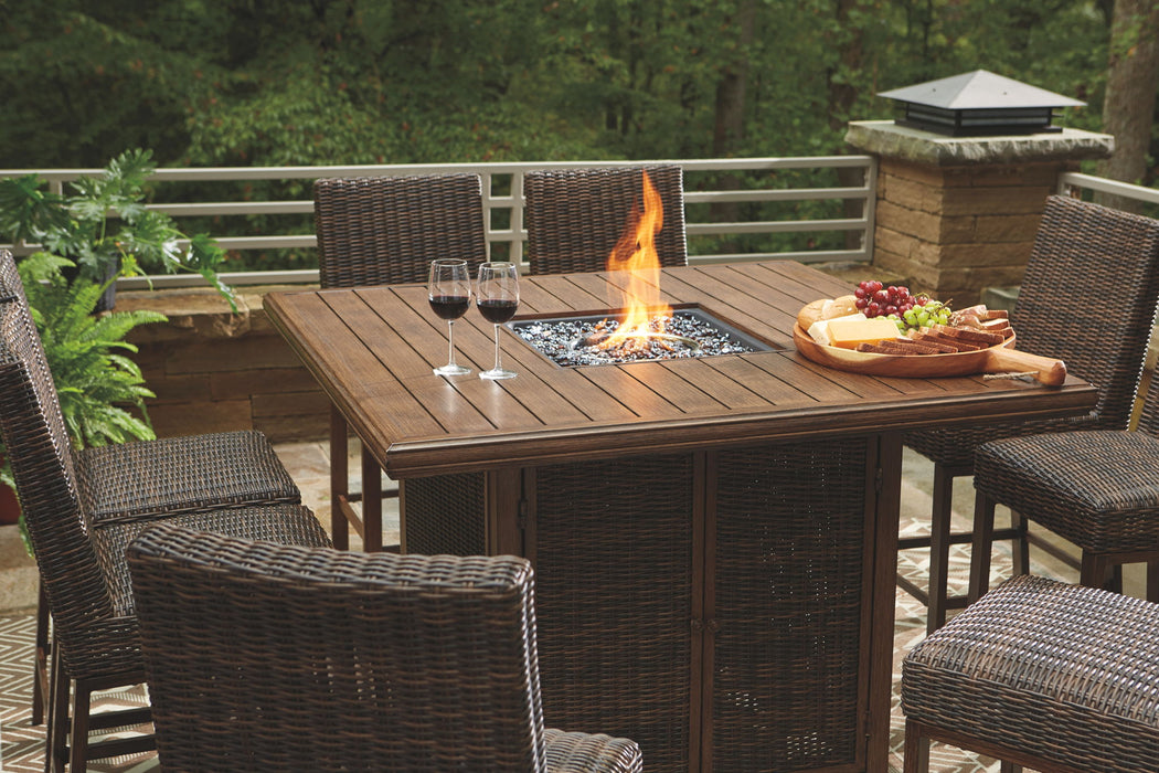Paradise Trail - Outdoor Fire Pit Table Set – 7 Piece Outdoor Sets by Signature Design by Ashley® at Furniture Wholesale Plus , Nashville furniture store