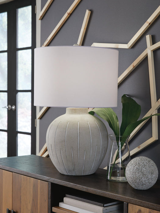 Calbert - Poly Table Lamp - Warm Gray – Table Lamps by Signature Design by Ashley® at Furniture Wholesale Plus , Nashville furniture store