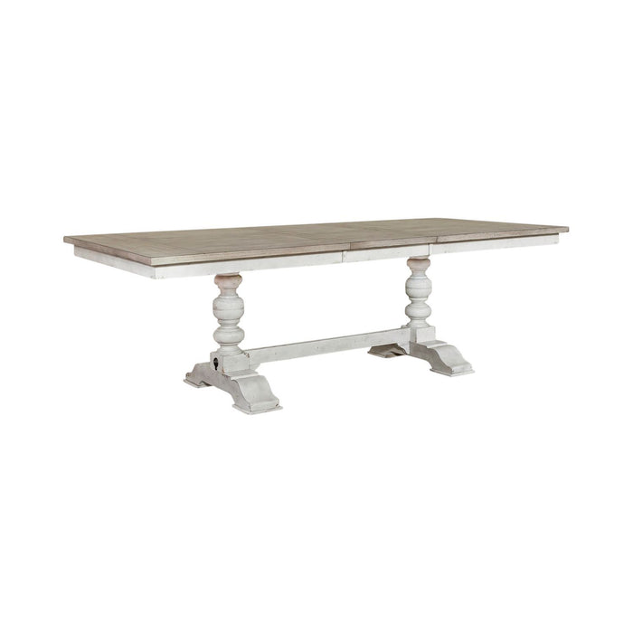 Whitney - Trestle Table - Antique Linen / Weathered Gray – Dining Tables by Liberty Furniture at Furniture Wholesale Plus , Nashville furniture store
