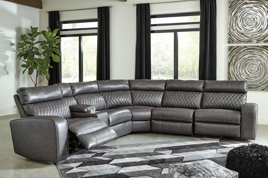 Samperstone - Power Reclining Sectional – Reclining Sectionals by Signature Design by Ashley® at Furniture Wholesale Plus , Nashville furniture store