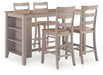 Harperfeld - 5 Pc. - Dining Table And 4 Barstools - Natural / Gray – 5 Piece Dining Room Sets by Signature Design by Ashley® at Furniture Wholesale Plus , Nashville furniture store