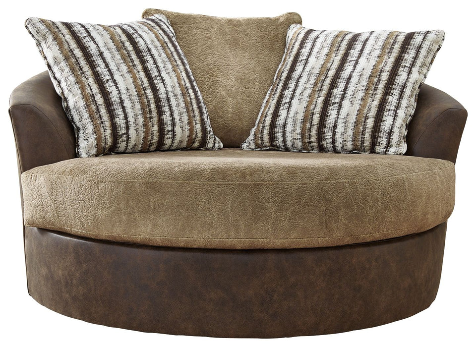 Alesbury - Chocolate - Oversized Swivel Accent Chair - Premium Swivel Chairs from Signature Design by Ashley® - Just $818! Shop now at Furniture Wholesale Plus  We are the best furniture store in Nashville, Hendersonville, Goodlettsville, Madison, Antioch, Mount Juliet, Lebanon, Gallatin, Springfield, Murfreesboro, Franklin, Brentwood