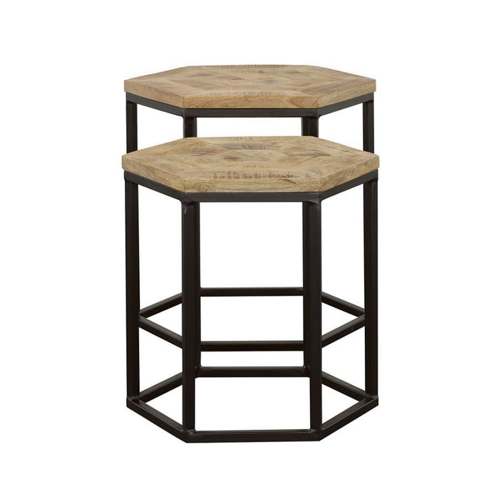 Adger - 2 Piece Hexagonal Nesting Tables - Natural And Black - Premium Nesting Tables from CoasterEssence - Just $399! Shop now at Furniture Wholesale Plus  We are the best furniture store in Nashville, Hendersonville, Goodlettsville, Madison, Antioch, Mount Juliet, Lebanon, Gallatin, Springfield, Murfreesboro, Franklin, Brentwood