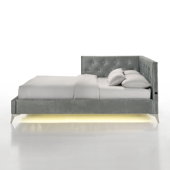 Amberley - Full Upholstered Corner Bed With LED And USB – Upholstered Beds by Elements International at Furniture Wholesale Plus , Nashville furniture store