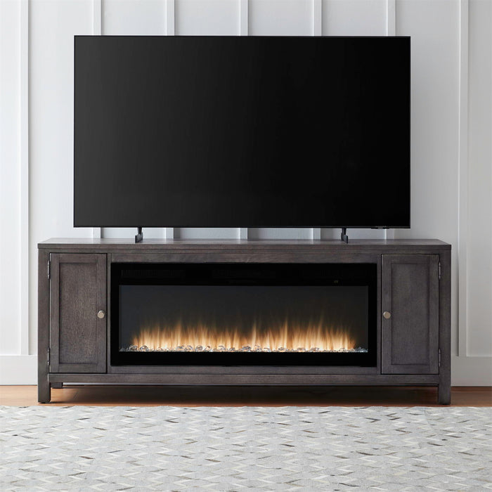 Fireplace TV Consoles - 406 78" Console With Fire FTS - Brown – Fireplace TV Stands by Liberty Furniture at Furniture Wholesale Plus , Nashville furniture store