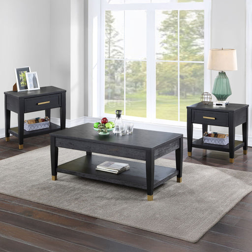 Yves - Cocktail & 2 End Table Set - Black – Table Sets by Steve Silver Furniture at Furniture Wholesale Plus , Nashville furniture store