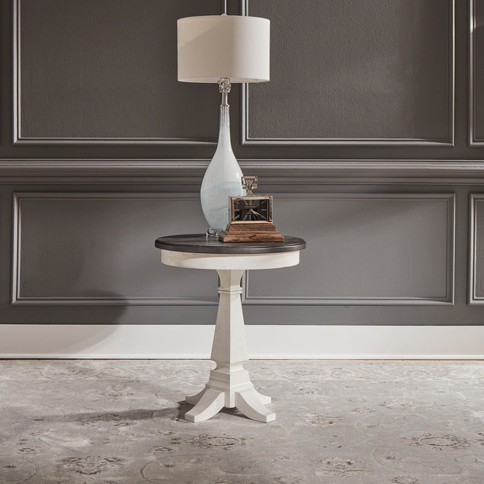 Allyson Park - Chair Side Table - Wirebrushed White / Charcoal – Chair Side Tables by Liberty Furniture at Furniture Wholesale Plus , Nashville furniture store