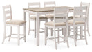 Skempton - White / Light Brown - Counter Height Dining Table and Bar Stools (Set of 7) - Premium 7 Piece Dining Room Sets from Signature Design by Ashley® - Just $848! Shop now at Furniture Wholesale Plus  We are the best furniture store in Nashville, Hendersonville, Goodlettsville, Madison, Antioch, Mount Juliet, Lebanon, Gallatin, Springfield, Murfreesboro, Franklin, Brentwood