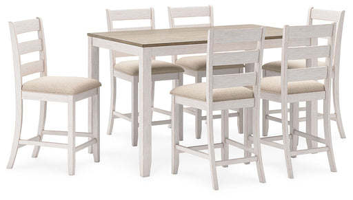 Skempton - White / Light Brown - Counter Height Dining Table and Bar Stools (Set of 7) - Premium 7 Piece Dining Room Sets from Signature Design by Ashley® - Just $848! Shop now at Furniture Wholesale Plus  We are the best furniture store in Nashville, Hendersonville, Goodlettsville, Madison, Antioch, Mount Juliet, Lebanon, Gallatin, Springfield, Murfreesboro, Franklin, Brentwood