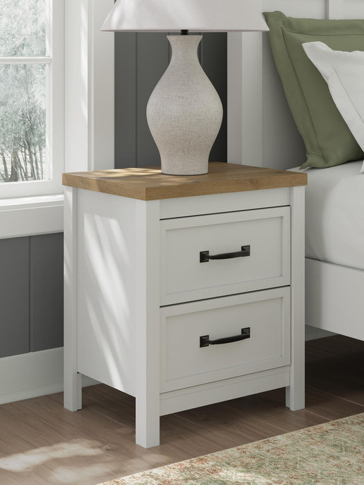 Kerisden - Two Drawer Night Stand - White / Brown – Accent Nightstands by Signature Design by Ashley® at Furniture Wholesale Plus , Nashville furniture store