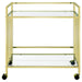 Cara - 2-tier Rectangular Glass Shelf Metal Bar Cart - Premium Bar Carts from CoasterEssence - Just $209! Shop now at Furniture Wholesale Plus  We are the best furniture store in Nashville, Hendersonville, Goodlettsville, Madison, Antioch, Mount Juliet, Lebanon, Gallatin, Springfield, Murfreesboro, Franklin, Brentwood