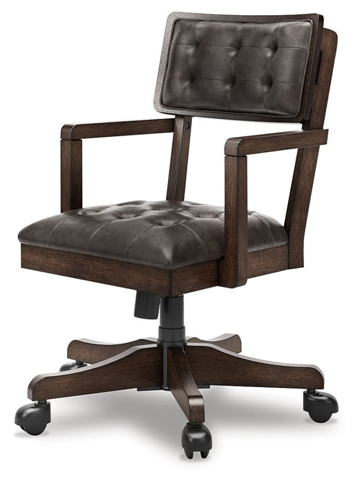 Breckington - Dark Brown - Home Office Desk Chair - Premium Desk Chairs from Signature Design by Ashley® - Just $298! Shop now at Furniture Wholesale Plus  We are the best furniture store in Nashville, Hendersonville, Goodlettsville, Madison, Antioch, Mount Juliet, Lebanon, Gallatin, Springfield, Murfreesboro, Franklin, Brentwood